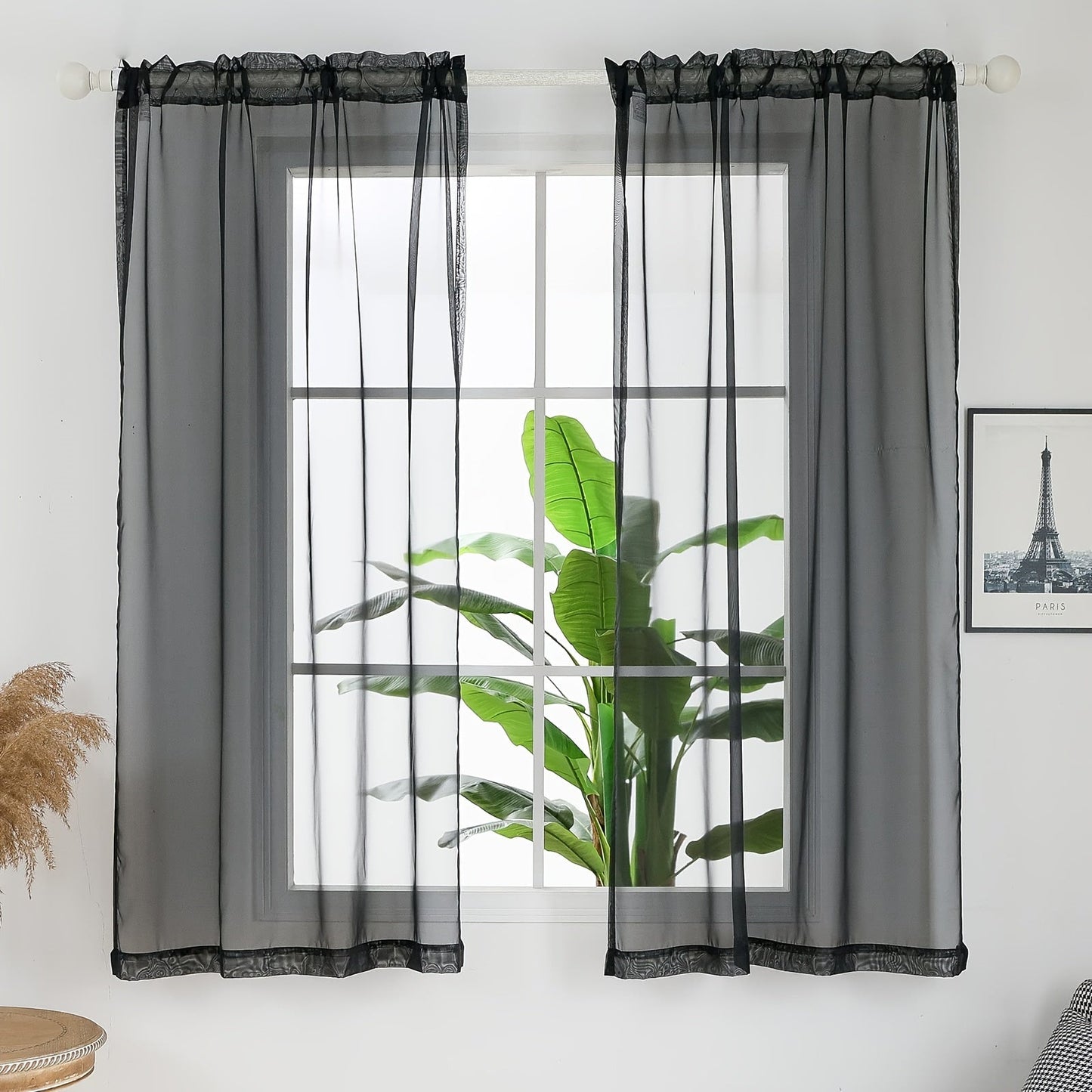 [Top Pick] Add a touch of elegance to your home with these stylish terylene gauze curtains. The two-piece set features a semi-transparent design in a plain color, perfect for creating a breathable and lightweight atmosphere in any room. Hang them with