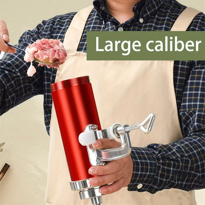 1 piece of the Sausage Stuffer Machine, a must-have for any home kitchen. This versatile Sausage Maker is made of durable metal material and features a large caliber, making it ideal for making sausages from meat and poultry. Essential for any home cook.