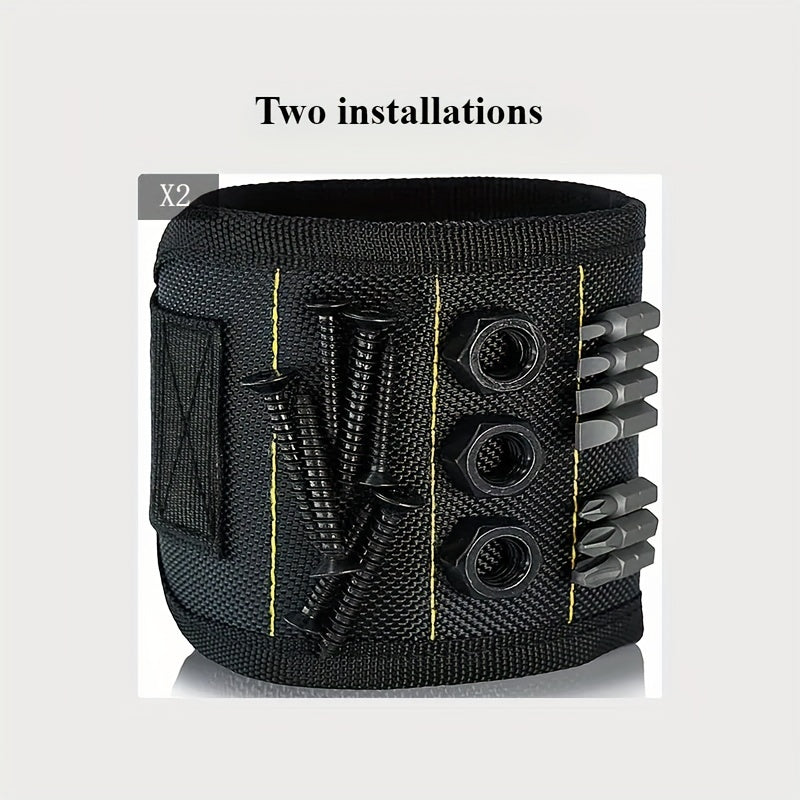 Magnetic tool wristband with strong magnetic nail suction.