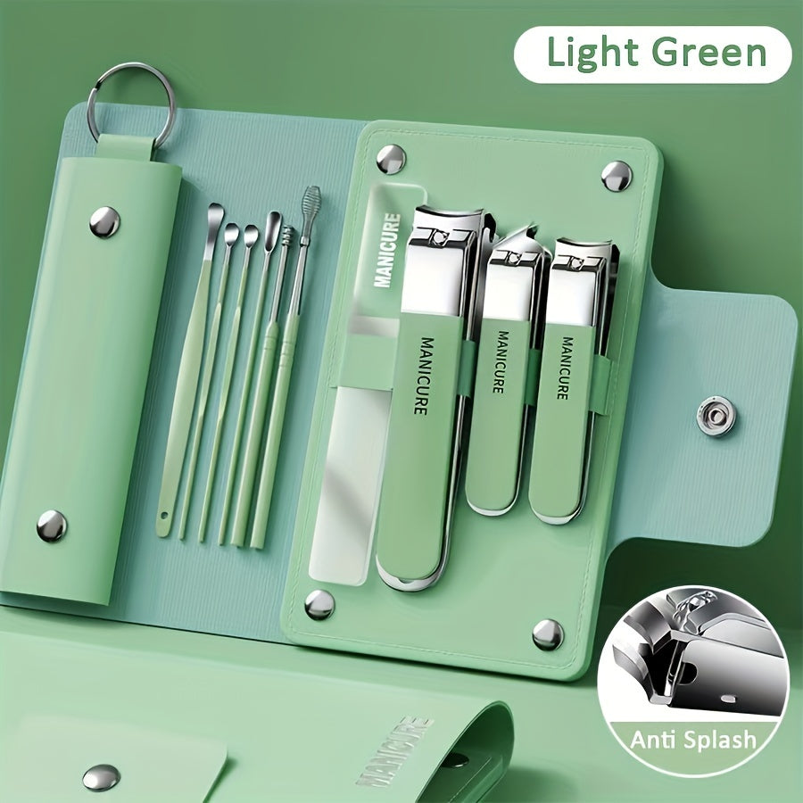 10-piece manicure set includes nail clippers, ear spoon, and other personal care tools for grooming at home or while traveling. Great gift idea!