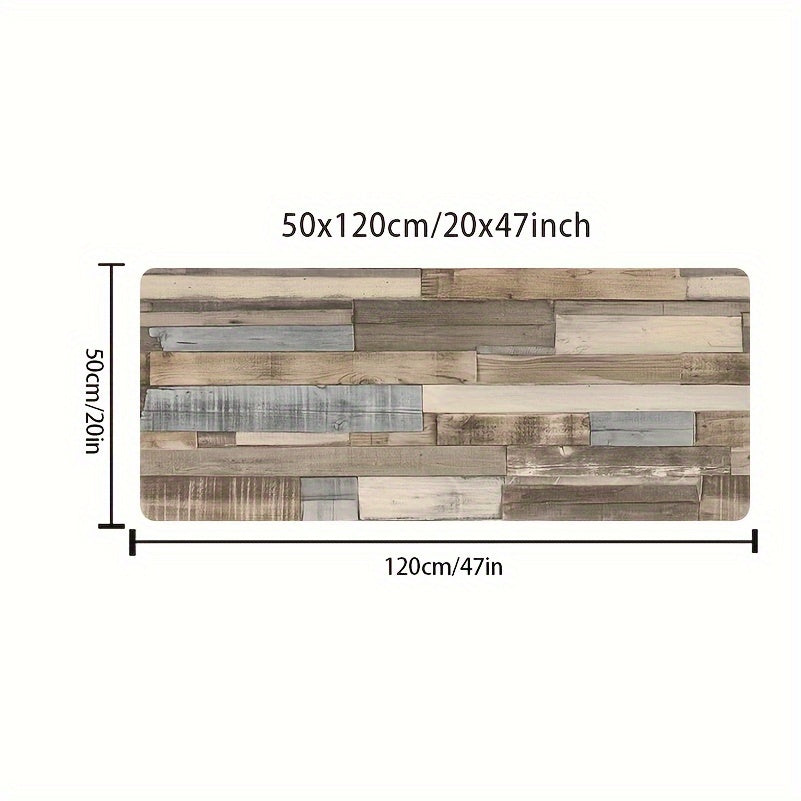 Противоскользящий кухонный коврик в ретро-стиле с древесным рисунком, впитывает воду, снижает усталость и предотвращает пятна. Идеально подходит для различных внутренних помещений.
