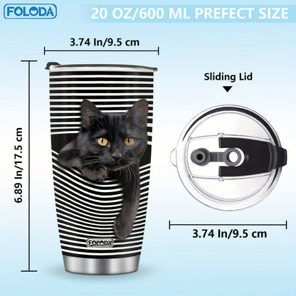 20oz stainless steel tumbler with lid, insulated and leakproof, featuring cat, panda, and sloth designs. Ideal gift for Christmas, birthdays, and Mother's Day.