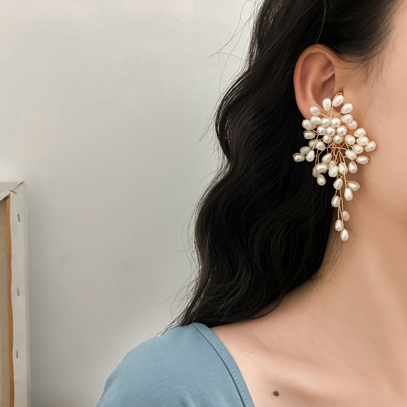 Chic Tassel Drop Earrings with Imitation Pearl Detailing, 925 Sterling Silver Ear Hooks, Inspired by Japanese & Korean Fashion, Perfect Party Accessory for Women, Timeless Fashion Statement Piece for All Seasons.