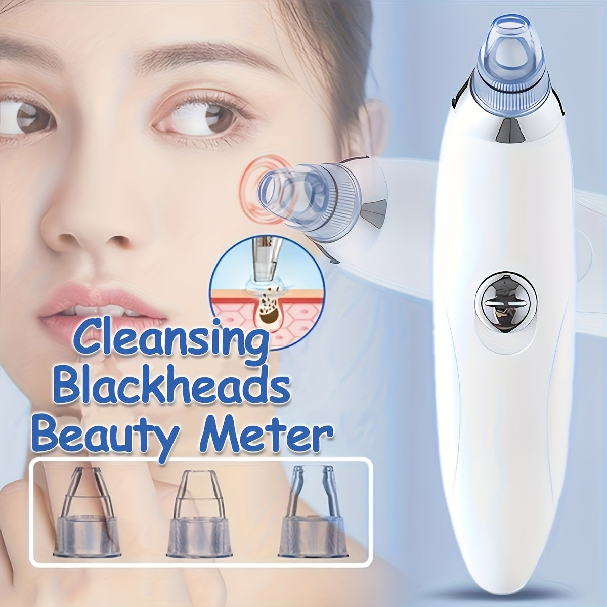 GENAI Blackhead Removal Beauty Meter - Portable Facial Pore Cleaner with 4 Probes, Gentle, Safe Cleansing for Men and Women, Battery-Operated (Batteries Not Included)