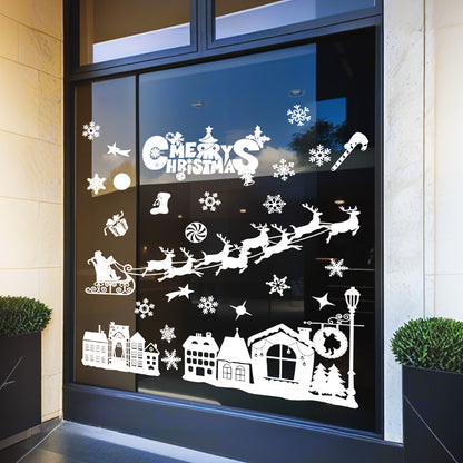 Festive Christmas Sticker Set with Classic Cartoon Design for Windows: Reusable, Simple Application, Size 69.85cm x 179.07cm (L x H)