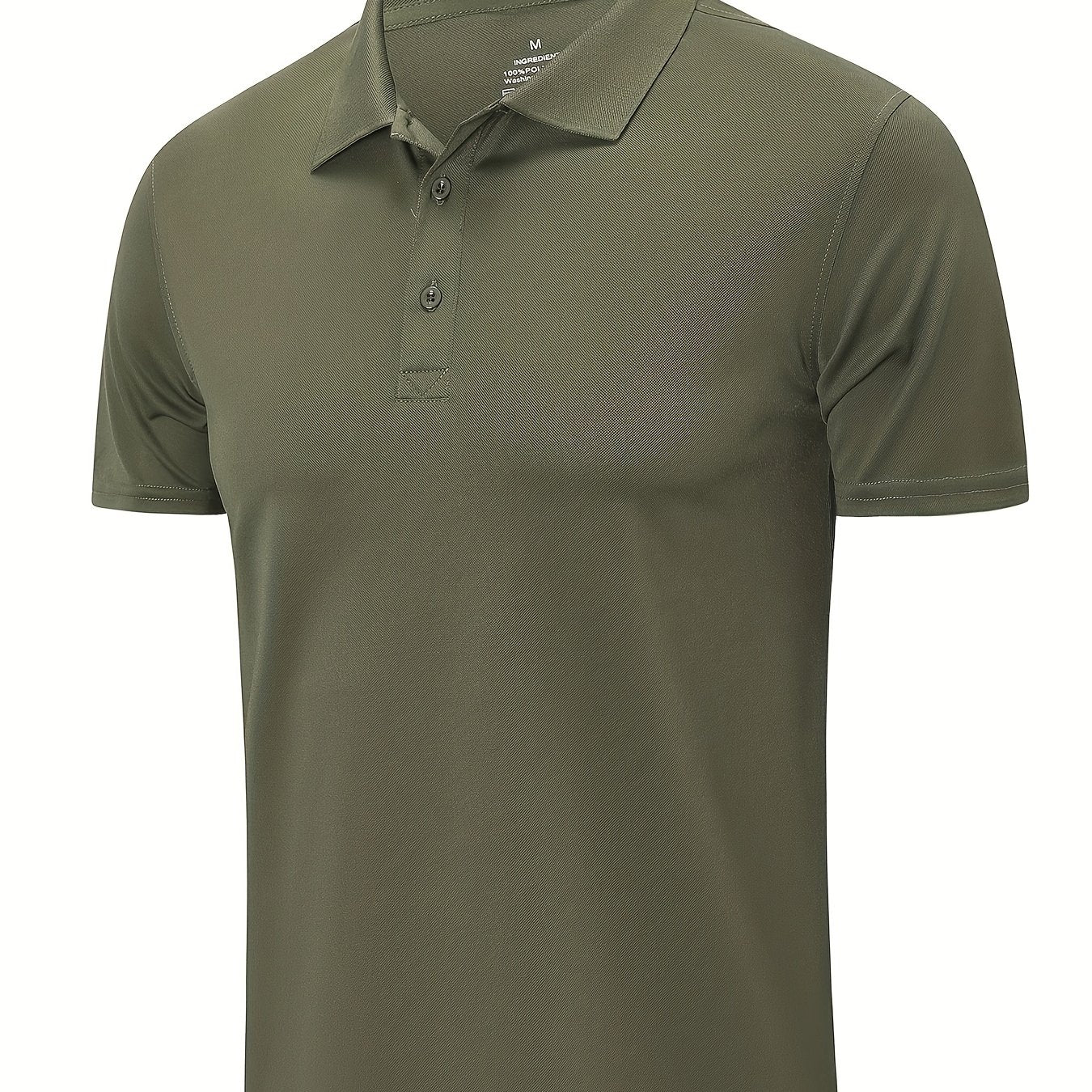 Men's Quick Dry Polyester Shirt with Button Detail and Crew Neck, Moisture Wicking Athletic T-Shirt.