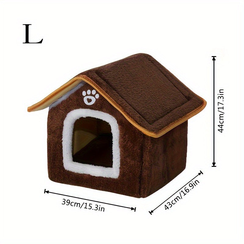 Cozy Pet House with Four Seasons Washable Enclosed Warm Dog Bed Cat Shelter made from Polyvinyl Chloride Material, Non-Skid Bottom, Assembled.