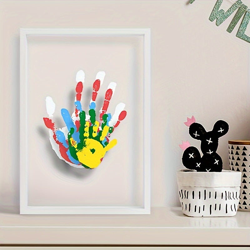 Create your own Family Handprint Photo Frame with Transparent Resin - A personalized art piece featuring multiple handprints, perfect for decorating your home or office. A thoughtful and unique gift idea for Valentine's Day, New Year, Easter, or Mother's