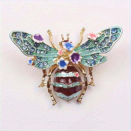 Beautiful Bee Brooch with Rhinestones and Unique Shape - Stylish Lapel Pin for Scarves and Fashion Statements - Vintage Inspired Design