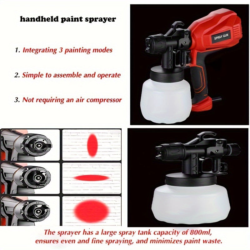 High Power Pneumatic Spray Gun for Electric Latex Paint Spraying & Cleaning, European Standard Plug, Silicone Carbide Grit