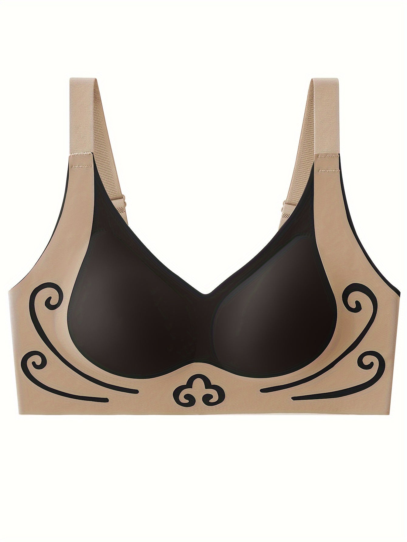 Stylish wireless push-up bra with thick cushioning for comfort, non-removable pads, and seamless design.