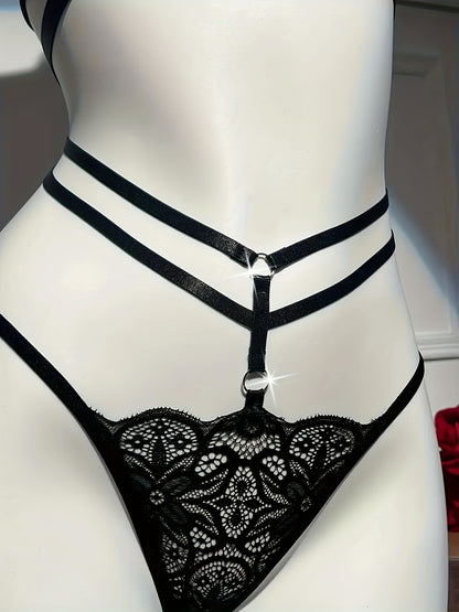 Sexy women's underwear set with thin shoulder straps.