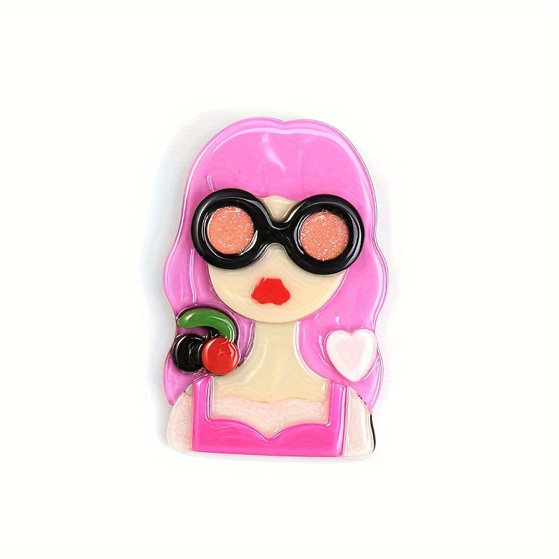 Stylish Acrylic Lady Pins with Glasses - Adorable and Distinctive Women's Accessories