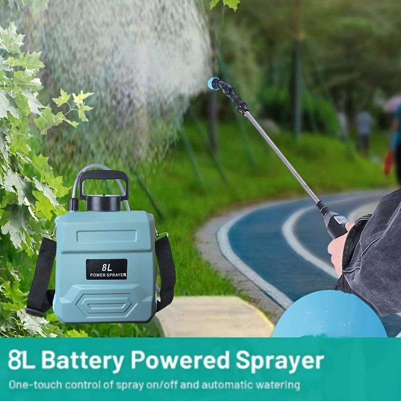 1 electric watering device for household garden tools with 8 liters capacity, including 3 nozzles.