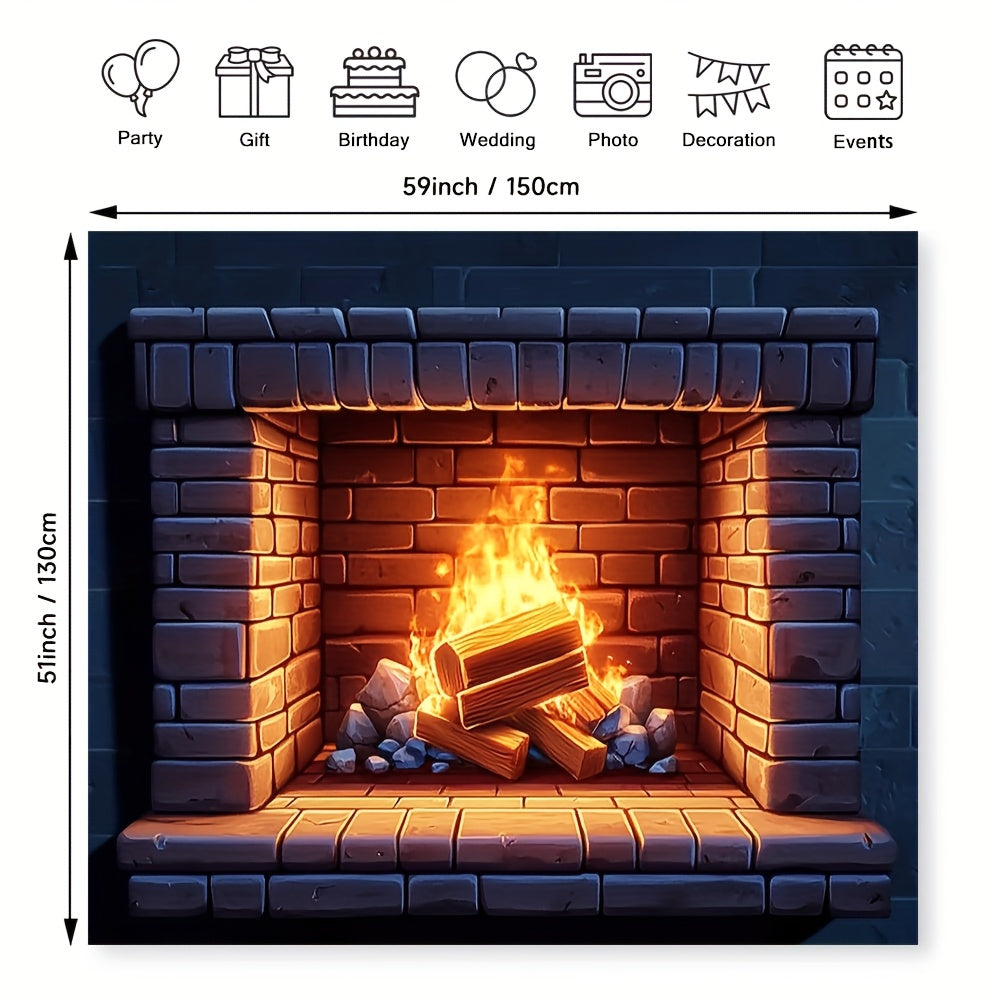 Create the cozy ambiance of a real fireplace with this 3D Fireplace Backdrop Cloth. Made from durable polyester, this wall decor is perfect for all seasons. Easy to hang with no need for electricity or batteries, it is a perfect addition to any bedroom