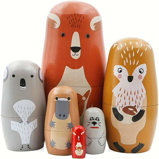 Colorful handcrafted nesting doll set, perfect for children's gifts and home decor. Great for Christmas, birthdays, and parties.