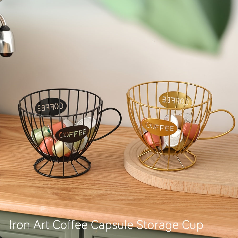 Nordic Style Gold Coffee Capsule Storage Rack: Elegant Home Snack Organizer for Cafe Bar Display Shelf