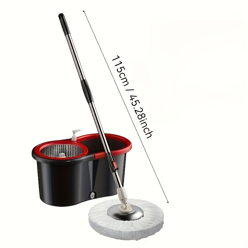 1 Kit Includes 2 Microfiber Mop Replacement Heads and a 360° Spin Mop and Bucket System with Adjustable Handle for Floor Cleaning, Suitable for Dry and Wet Use.