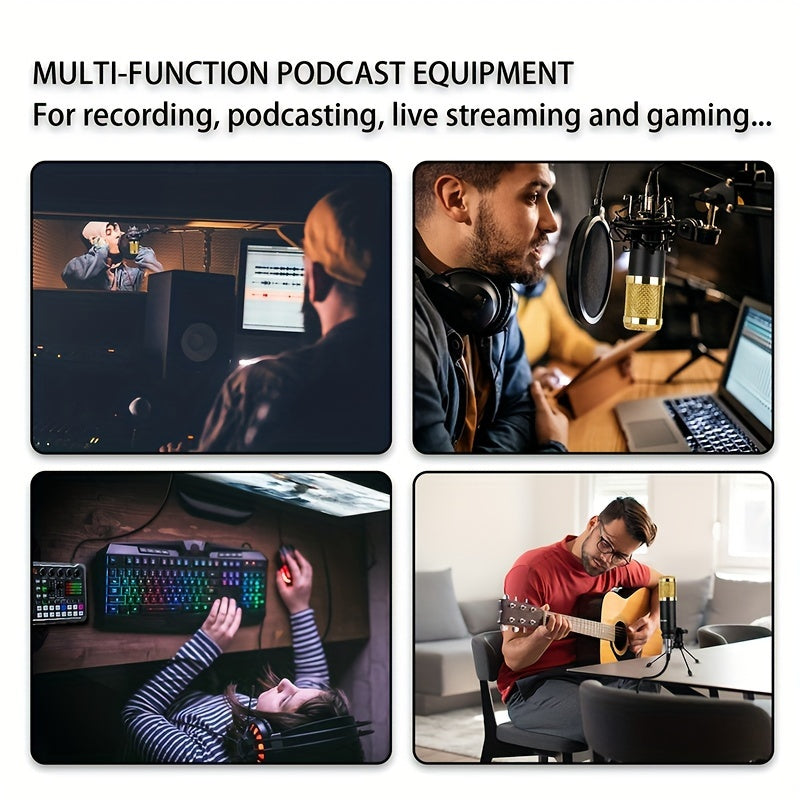 All-in-one Podcasting Kit: Includes condenser mic, tripod stand, professional mixer. Perfect for studio recording, voice overs, streaming, YouTube videos. USB/Battery powered, wireless