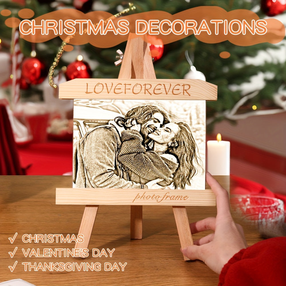 Unique Custom Christmas Tree Ornament - Personalized Photo Frame Made of Wood, Hand-Painted Holiday Decor for Home or Office, Perfect Gift for Loved Ones Including Friends, Family, and Pets.