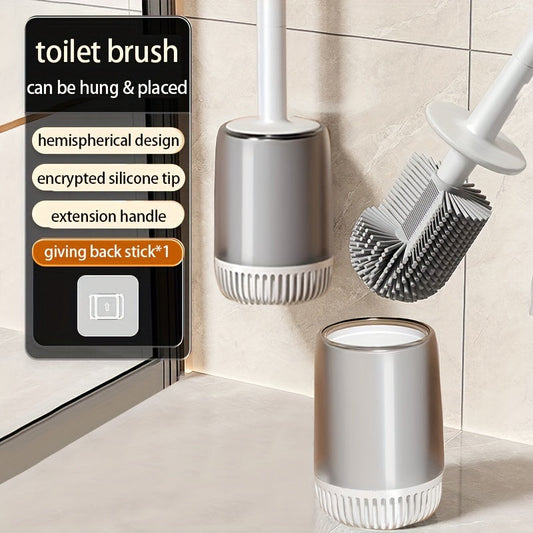 New model toilet brush set for 2025 made from polypropylene material with a silicone handle. Medium firmness and reusable design, wall-mountable with no need for electricity. Perfect for bathroom cleaning and makes an ideal Christmas or Halloween gift.