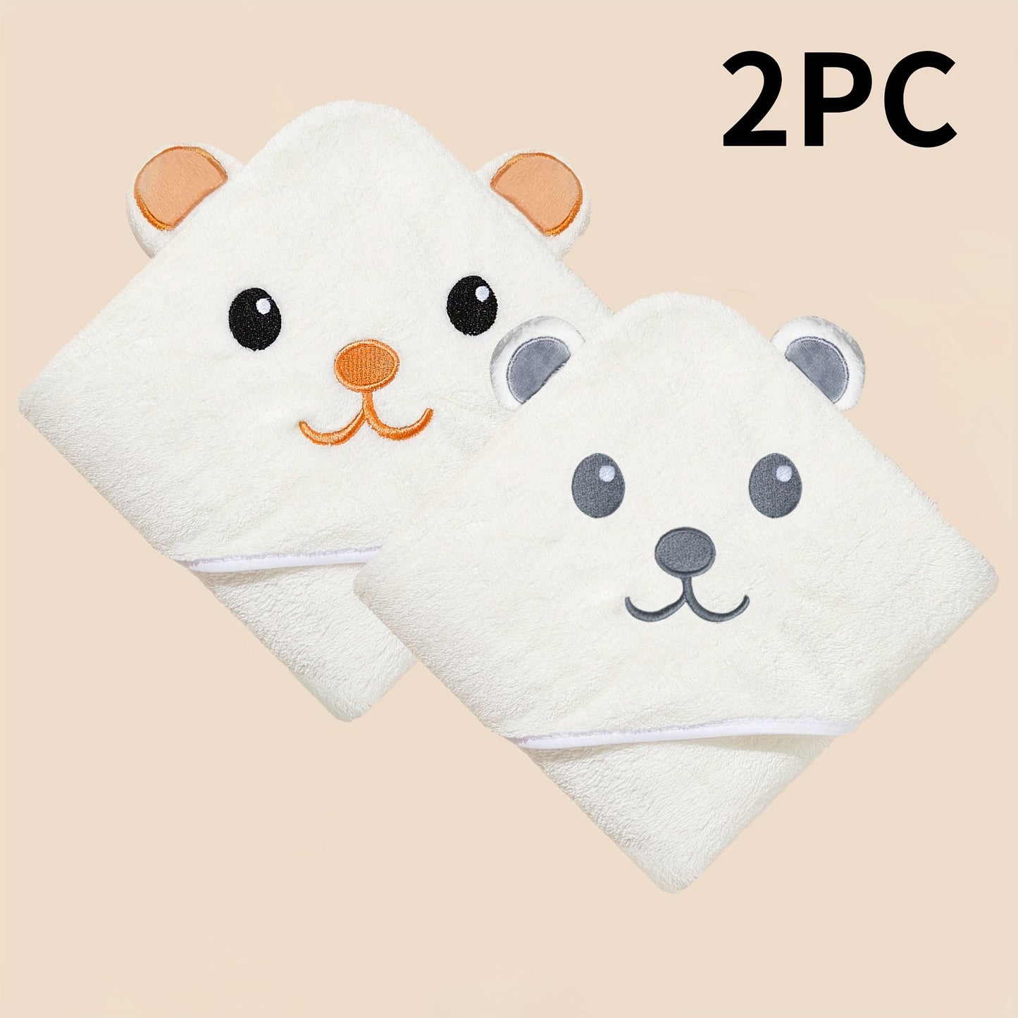 Two adorable cartoon hooded bath towels for children, featuring super soft and comfortable coverlets. These children's cartoon animal bathrobes are perfect for all seasons and make essential gifts for newborns on Christmas, Halloween, or Children's Day.