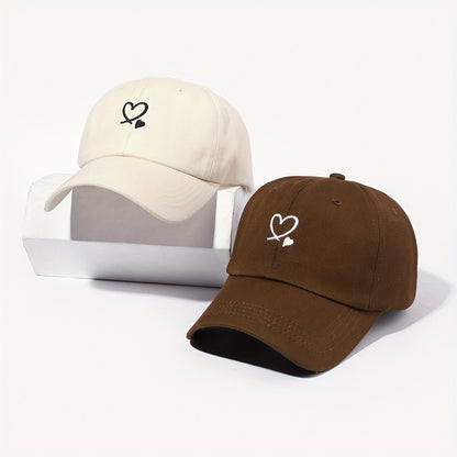 2 Double Love Embroidered Baseball Caps for Outdoor Leisure Vacation