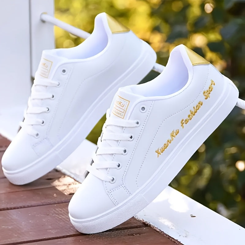 Men's letter print skateboarding shoes with low top lace-up design for casual, sports, and daily wear in all seasons.