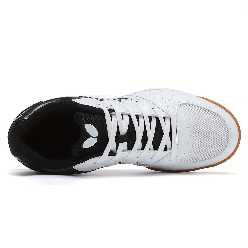 Professional badminton and tennis shoes with breathable, non-slip, and durable features for all seasons. Made of fabric and synthetic materials with EVA and rubber sole. Designed with