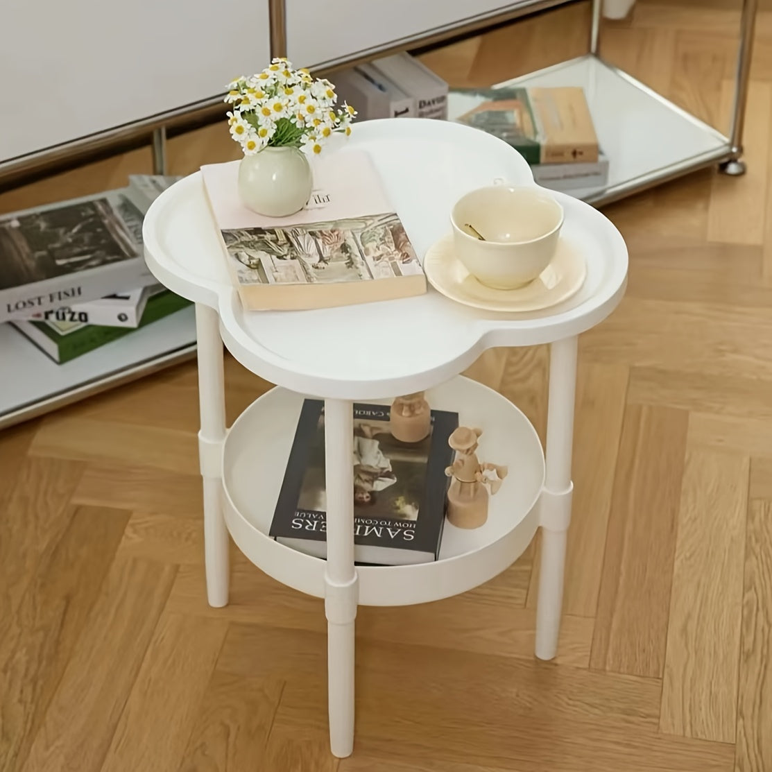 Sleek White Bedside Table - Space-Efficient Design with Legs for Easy Movement - Perfect for Bedroom & Living Room