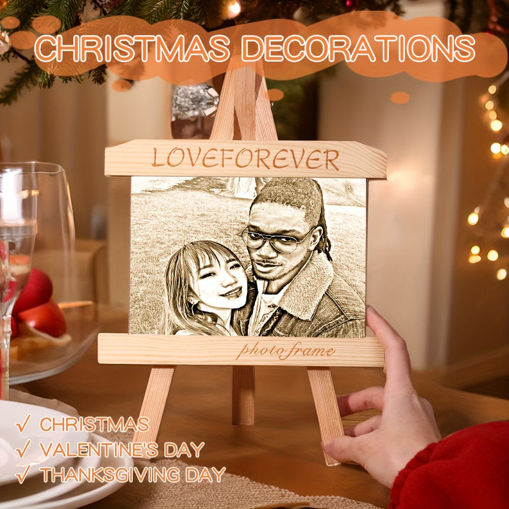 Handcrafted Wooden Picture Frame with Custom Laser Engraving - Perfect Personalized Gift for Christmas, Valentine's Day, or Pet Remembrance, Beautiful Home Decor Accent