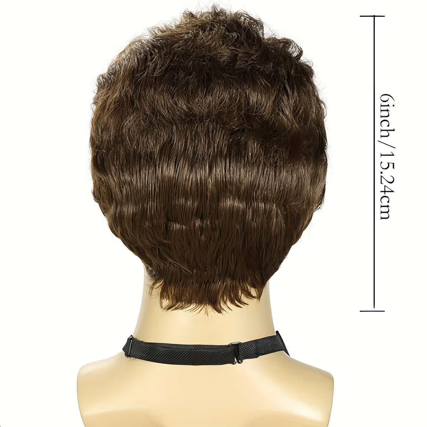 Stylish Men's Fashion Wig with 6-Inch Length - Heat Resistant, Available in Various Colors, Short Curly Style perfect for Daily and Party Use, Made of Polyester, Ideal for Casual Meetings, Sophisticated Design