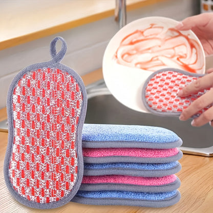 Set of 5 Multi-Purpose Kitchen Cleaning Sponges, Strong Scrub Pads, Tough Scrubber, Grease Brush, Pot Scrubbers, Absorbent Tools, Made with Polyvinyl Alcohol for Effective Home Cleaning