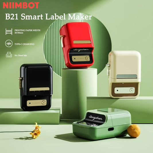 NIIMBOT B21 Label Maker: 5.08 cm Portable Thermal Label Printer with Tape, Compatible with Android, iOS & PC for Home Storage, Office, and Small Business.