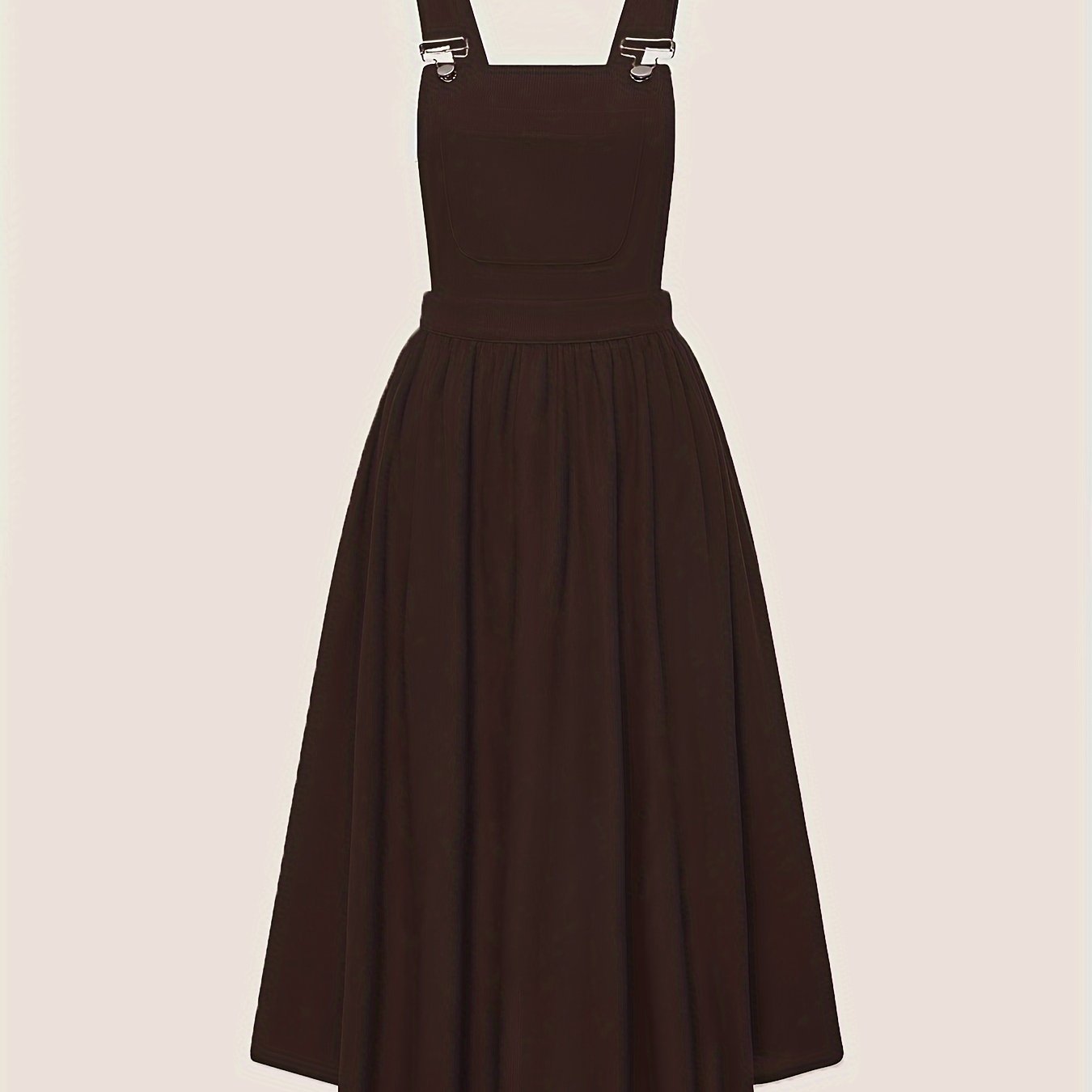 Wide strap dress with patched pocket and elegant backless design, perfect for summer.