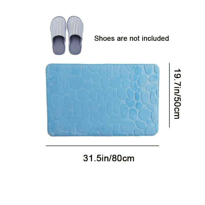 Collection of 1/3 Plush and Highly Absorbent Bath Mats, Including Non-Slip Rugs, U-Shaped Contour Mat, and Toilet Seat Cover. These Mats Feature a Beautiful Floral Embossed Design with Slip-Resistant Backing, Excellent Water Absorption Properties, and