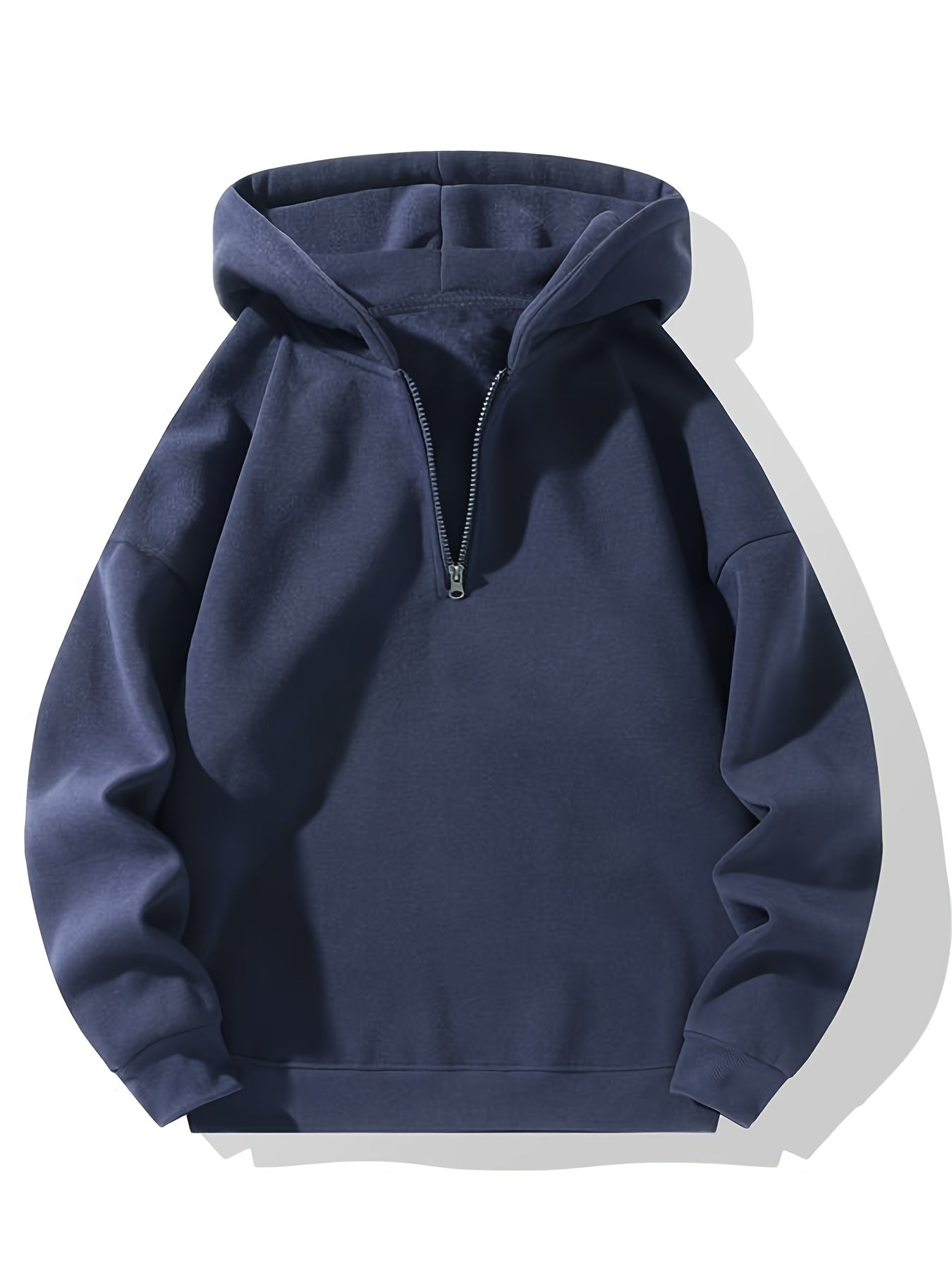 Soft pink zip-up hoodie made from polyester. Features long sleeves, front pocket, and modern minimalist design. Perfect for staying warm in fall and winter.