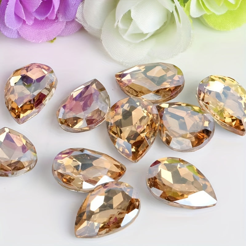 Set of 30 Vibrant Teardrop Rhinestones, Perfect for Adding a Pop of Color to Your DIY Necklace, Bracelet, or Keychain Creations