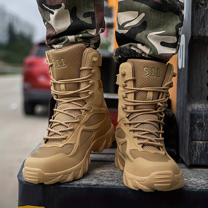 Durable high top hiking boots for men, ideal for outdoor activities.