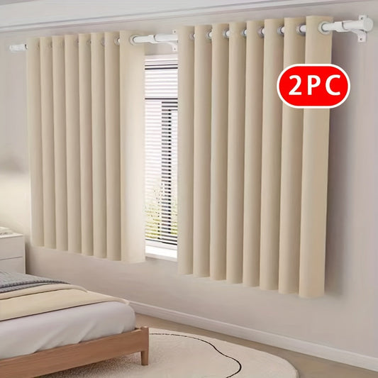 2 Pack of Classic UV-Resistant Blackout Curtain Panels with Grommet Top - Plain Weave, Easy Hand Wash, All-Season Polyester Material. Decorative Unlined Design with Pastoral Theme, Suitable for Various Room Types. Each Panel Weighs 200-220g, Perfect for