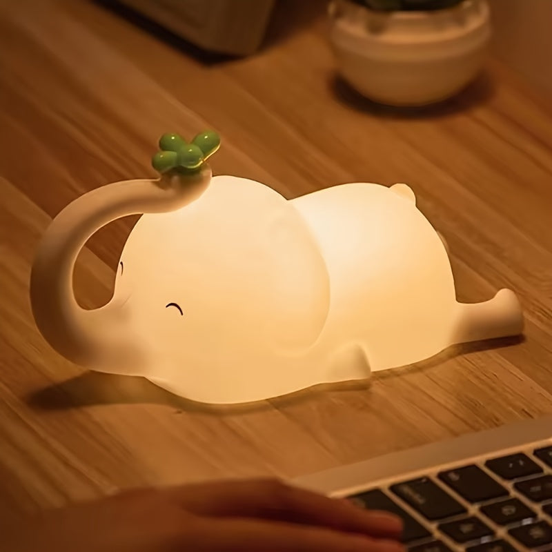 Elephant-shaped Night Light with USB Rechargeable Function, Soft Silicone Lamp Ideal for Sleeping, Convenient Portable Design with Induction Feature, Perfect for Hotel Use.