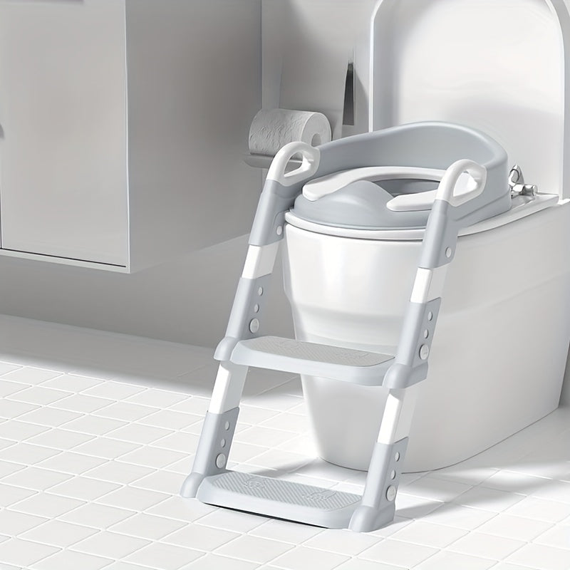 Toilet seat frame for children, baby toilet with cushion, auxiliary device for kids, foldable ladder-style seat