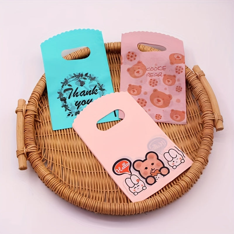 50pcs Cute Cartoon Jewelry Gift Bags - Strong Plastic, Perfect for Rings & Earrings