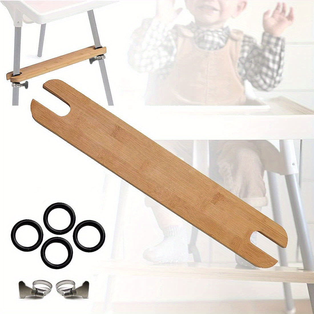 Adjustable Height Footrest for High Chairs made of Natural Bamboo, Perfect for Antilop High Chair Footstool.