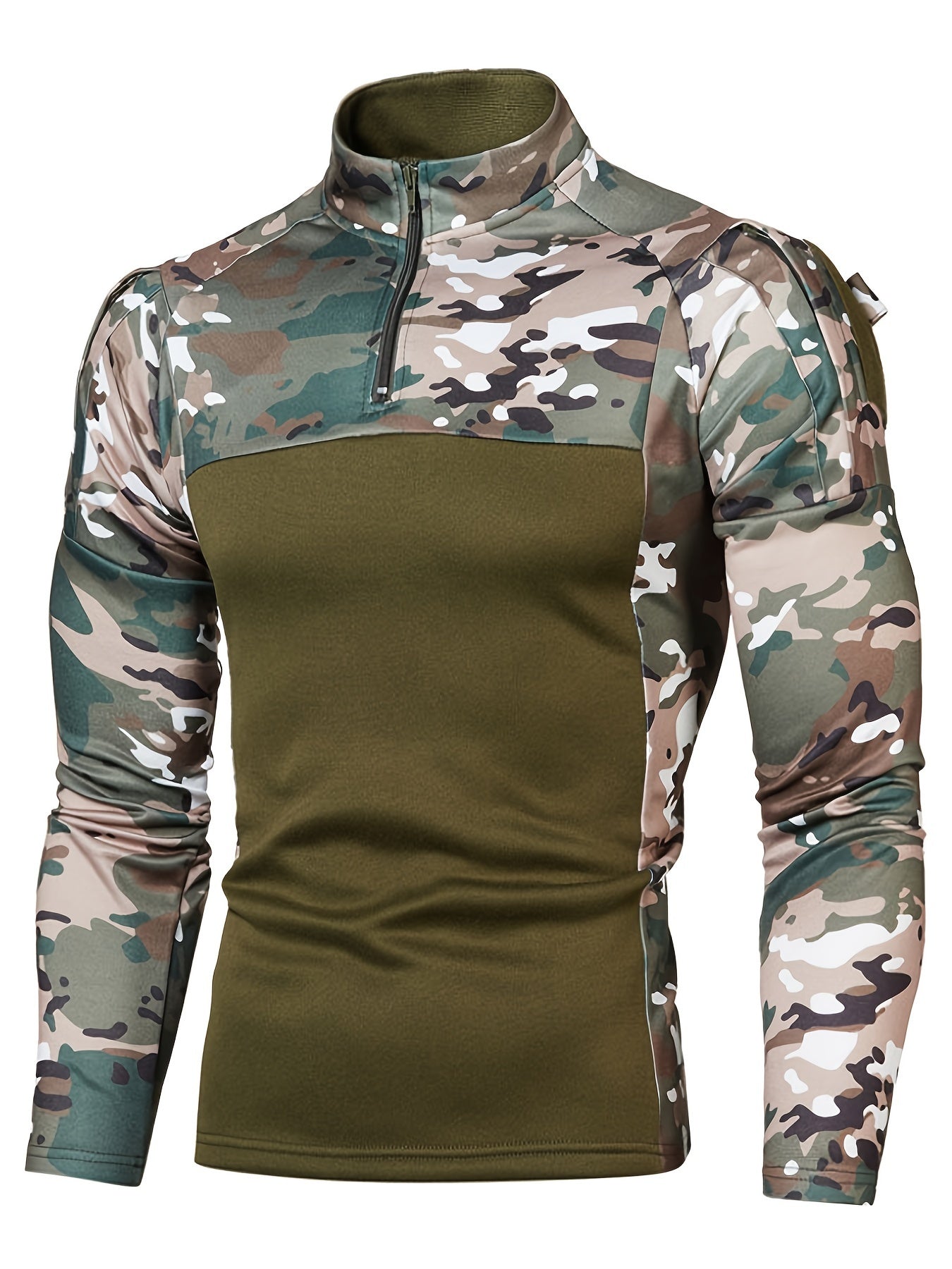 Men's camo quarter zip tracksuit for sports and casual wear.