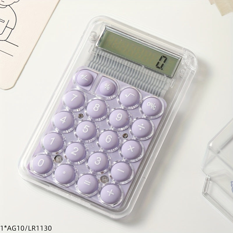 Mini cute 6-color pocket calculator with 8-digit display and portable design, perfect for students and office use.