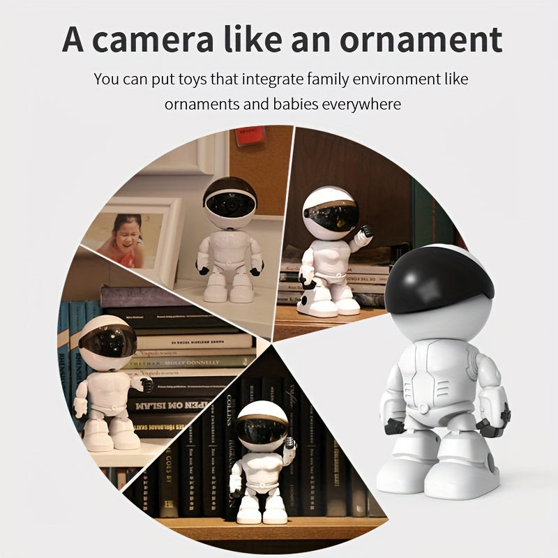 The HEIMANO Smart Robot WiFi Camera is an indoor dome camera with auto tracking, night vision, and mobile remote control. It serves as a security CCTV monitor for youngsters, and is powered by USB. Please note that a TF card is required for storage and