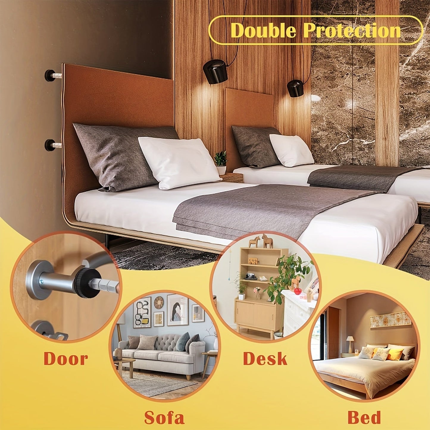 Two-pack of adjustable threaded tools to stabilize Bed Frames, includes Headboard Stoppers, perfect for fixing and preventing shaking in beds, cabinets, and sofas.