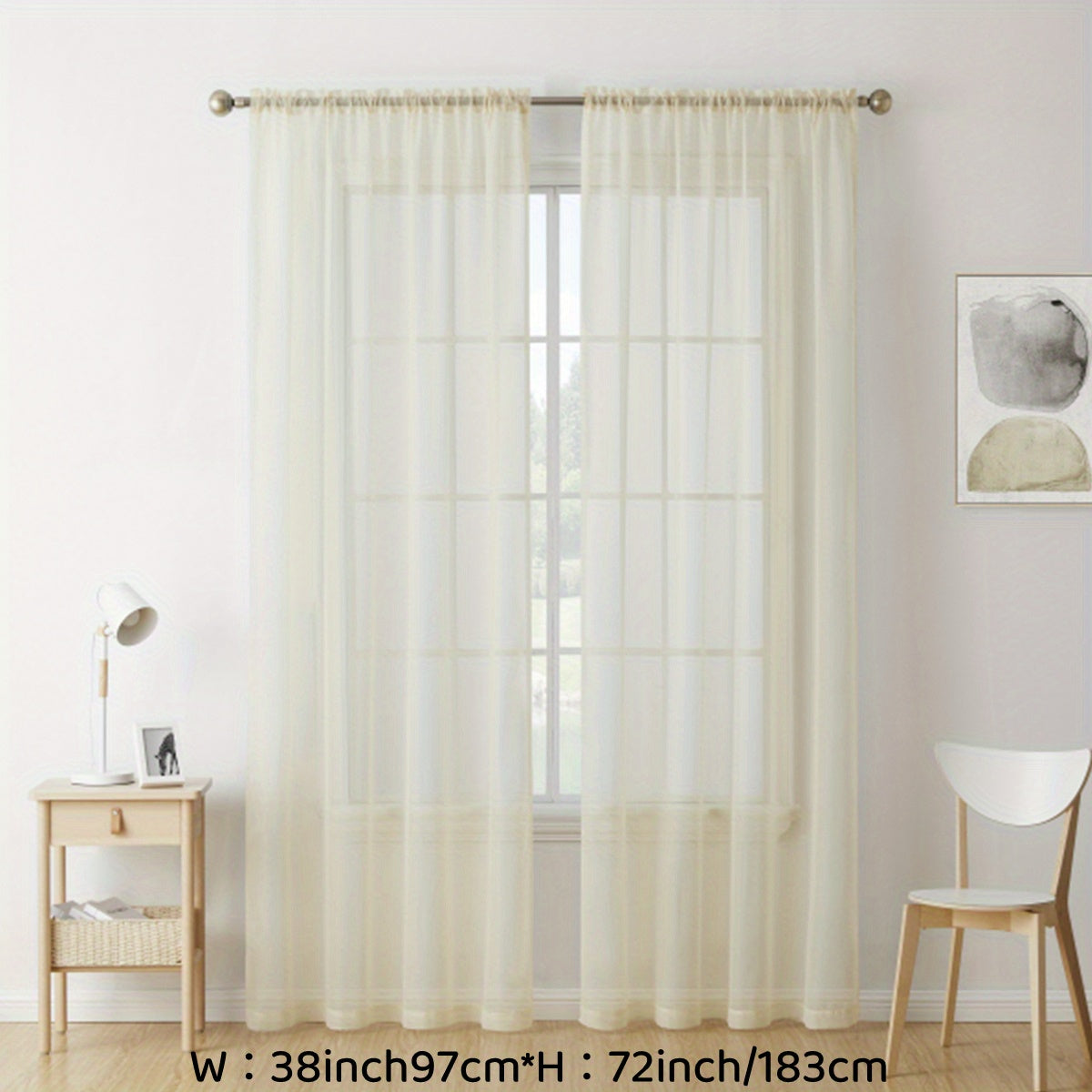 Enhance your decor with these elegant sheer voile curtain panels. Made of semi-transparent polyester, they feature a rod pocket design for easy hanging in your kitchen, bedroom, or living room. Create a romantic ambiance with these beautiful curtains.