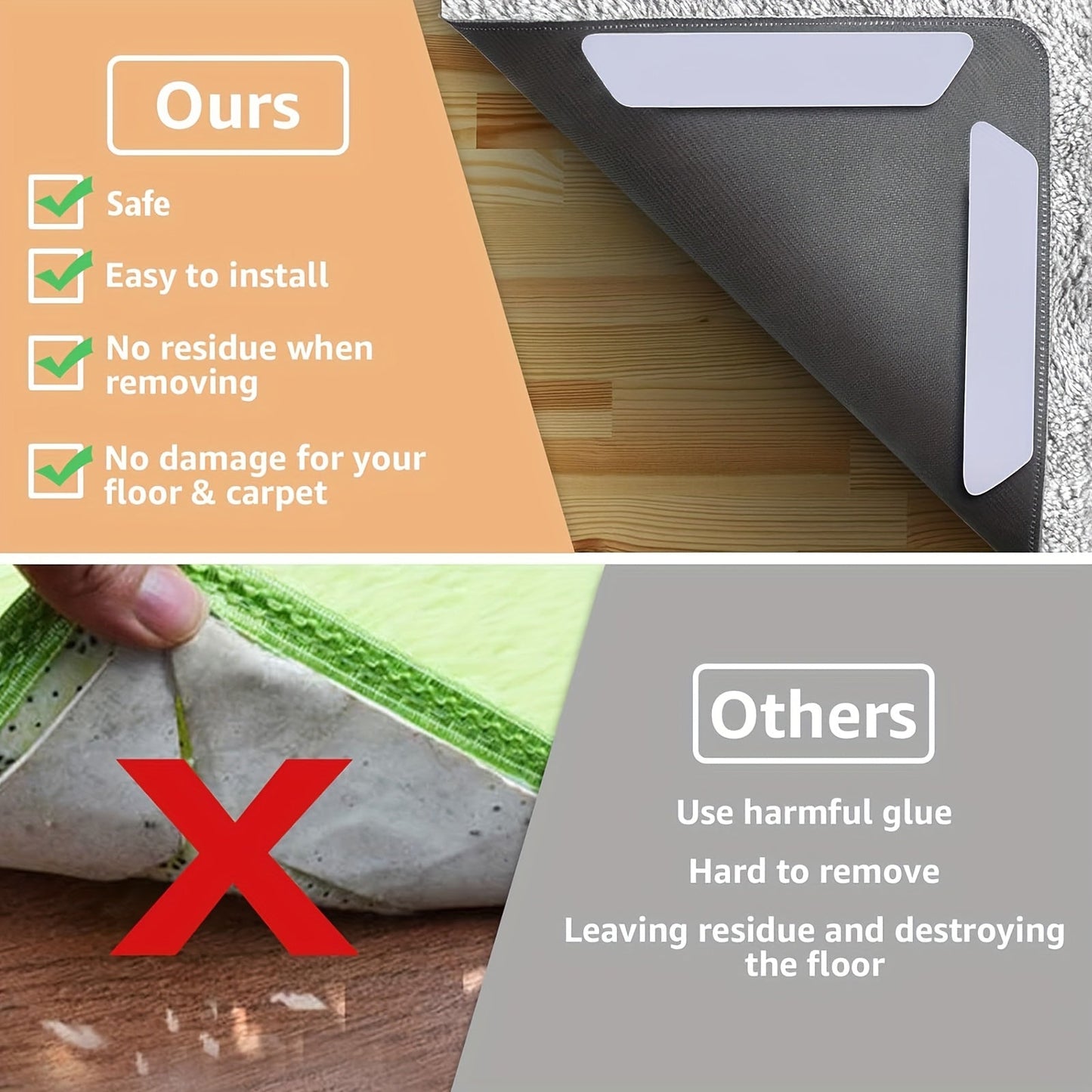 Clamp down your carpet to prevent curls and knots at the corners and ensure clean, precise cuts for a seamless look in your space. Our reusable double-sided adhesive pads provide a flexible solution for securing your carpet to hardwood floors, offering a